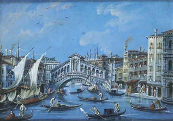 Veduta Del Ponte Di Rialto A Venezia (+ Veduta Della Chiesa Dei Santi Giovanni E Paolo Con La Scuola Di San Marco; Pair) - view 1