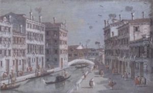 A Venetian Canal With The Wall Of A Garden To The Left A Venetian Canal With The Wall Of A Garden To The Left