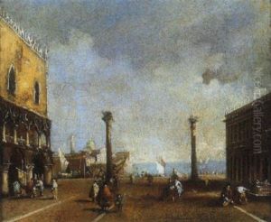 A View Of The Piazza San Marco With Figures In The Foreground by Giacomo Guardi