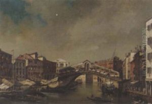 Canale Grande Mit Der Rialtobrucke by Giacomo Guardi