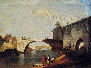 Capriccio Lagunare Con Due Ponti E Figure by Giacomo Guardi