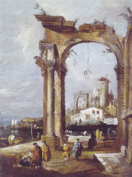 Venezianske Capricer Med Figurer Mellem Ruiner - view 1