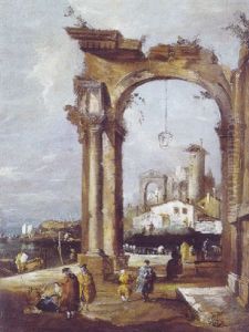 Venezianske Capricer Med Figurer Mellem Ruiner by Giacomo Guardi