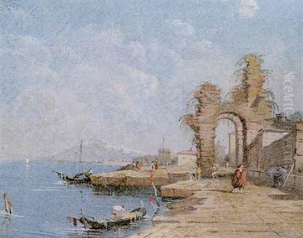 A Capriccio View Of The Lagoon With Figures - view 1
