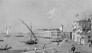 A View From Santa Chiara Da Caserna Towards The Fondata Di San Andrea, Venice by Giacomo Guardi