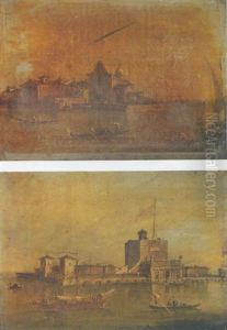The Island Of Sant'elena In The Venetian Lagoon by Giacomo Guardi
