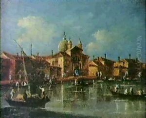 A View Of The Giudecca, Venice With The Church Of Le Zitelle by Giacomo Guardi