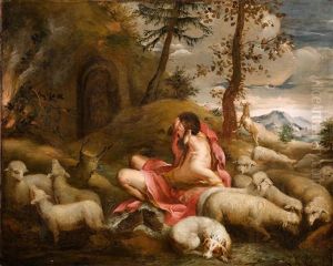 Moses Und Der Brennende Dornbusch by Giovanni Antonio Guardi