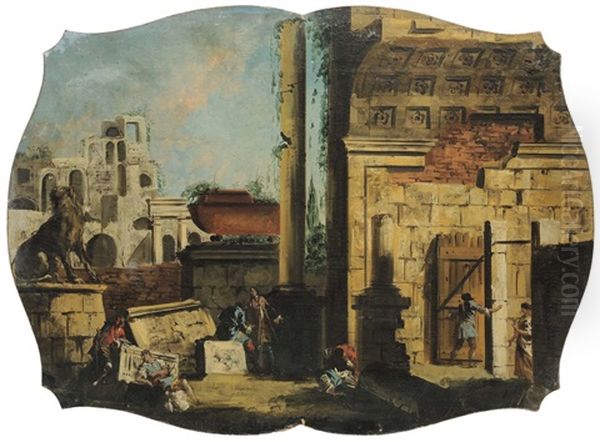 Capriccio Con Rovine Classiche E Uomini Con Una Scala (+ Capriccio Con Rovine Classiche E Uomini In Riposo; Pair) - view 1