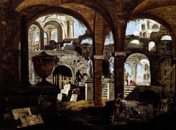 Capriccio Con Portico, Rovine E Statue - view 1