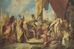 Muzio Scevola Che Stende La Mano Sul Bracere Di Fronte A Re Porsenna by Giovanni Antonio Guardi