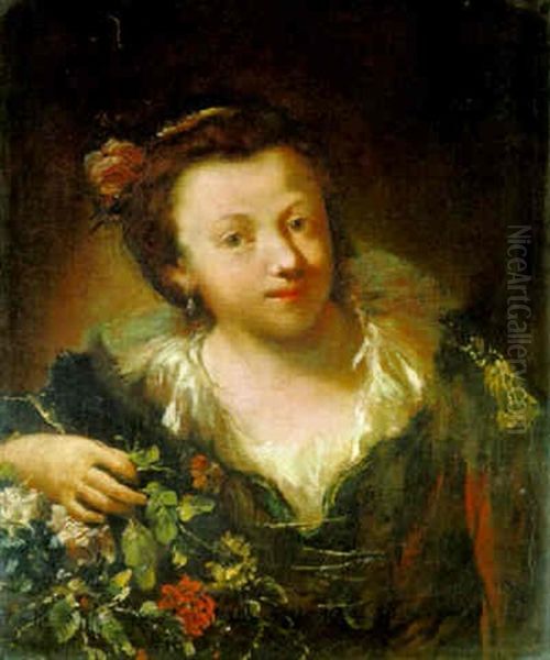 A Girl, Bust Length, With Flowers - view 1