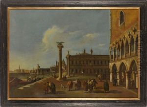 Vue De La Piazzetta Vers La Libraire Et La Douane De Mer, Venise by Niccolo Guardi
