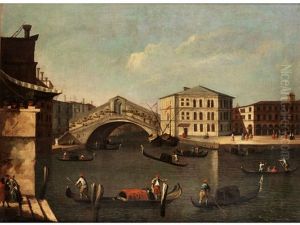 Die Rialtobrucke In Venedig by Niccolo Guardi