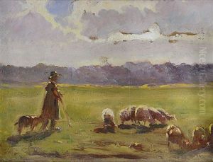 Pastorella Con Gregge by Giovanni Guarlotti