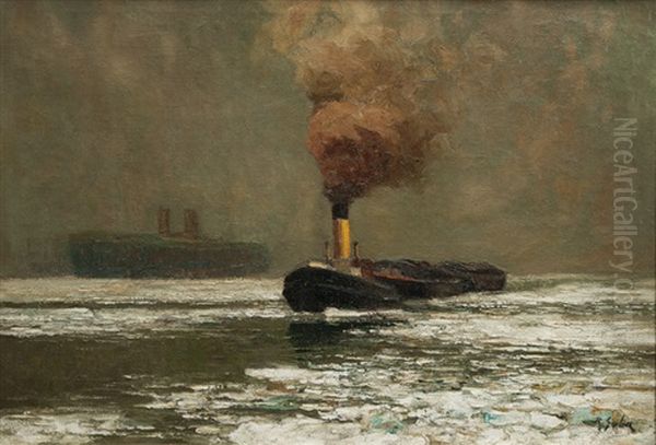 Ships On The Frozen Elbe - view 1