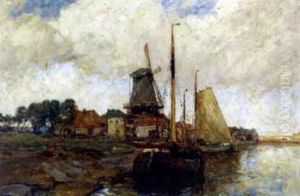 A Dutch Canal by Rudolf Anton Guba