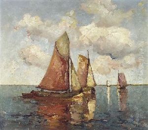 Segelboote Auf Ruhiger See by Rudolf Anton Guba