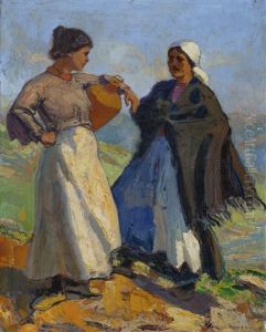 Landmadchen Mit Krug by Rudolf Gudden