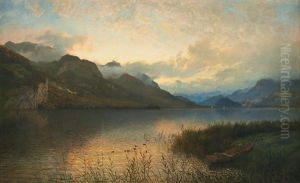 View Of Wolfgangsee by Hans Frederick Gude