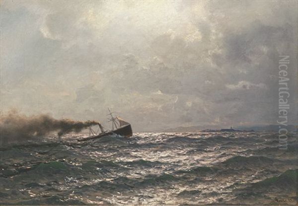 Dampskip I Havsnod - Moonlight Near Copenhagen - view 1
