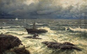Schiffswrack An Der Kuste by Hans Frederick Gude