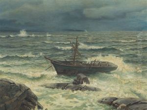 Shipwreck At The Coast by Hans Frederick Gude
