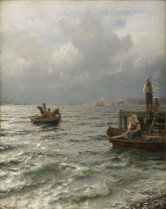 Fiskare Vid Kusten by Hans Frederick Gude