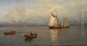 Fiske Pa Fjorden by Hans Frederick Gude
