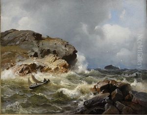 Stormigt Hav by Hans Frederick Gude