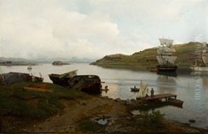 Kystmiljo I Norsk Fjord by Hans Frederick Gude