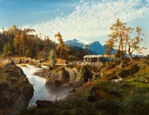 Norsk Sagmolle I Morgenbelysning by Hans Frederick Gude