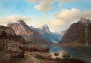 Indre Fjaerlandsfjord I Sogn by Hans Frederick Gude