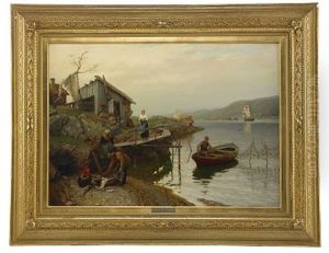 Fiskarfamilj Vittjar Fangsten by Hans Frederick Gude