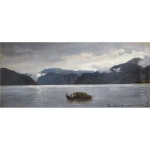 Fra Balestrand-view From Balestrand by Hans Frederick Gude