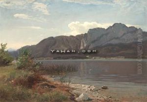Landskap Fra Drachenwand Ved Mondsee by Hans Frederick Gude