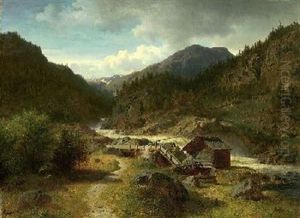 Norwegische Fluslandschaft by Hans Frederick Gude