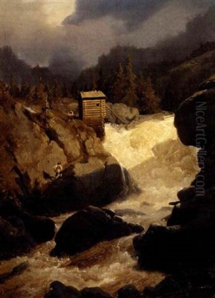 Norsk Landskap Med Foss - view 1