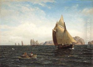 Seilbater Pa Fjorden (sailing Off The Norwegian Coast) by Hans Frederick Gude