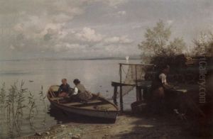 Klesvask I Strandkanten by Hans Frederick Gude