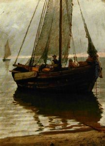 Fiskerbad I Morgendisen by Hans Frederick Gude