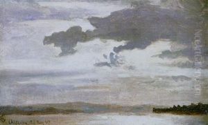 Landschaft Und Wolken Am Chiemsee by Hans Frederick Gude