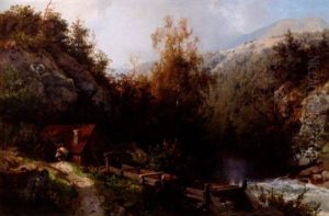 Bergigt Landskap, Norge by Hans Frederick Gude