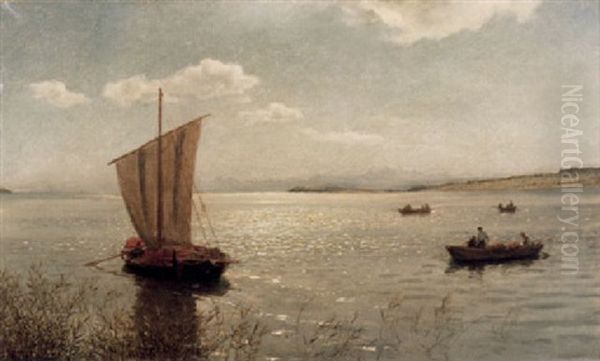 Kustlandskap Med Batar Och Figurer - view 1