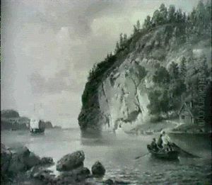 Coastal Landscape With Fishermen Hauling In Their Nets
