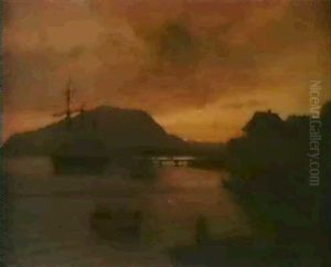 Sommernacht Bei Drobak Am Oslofjord by Hans Frederick Gude