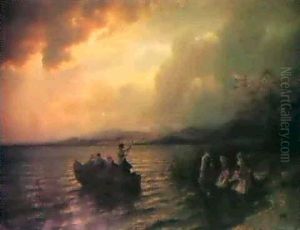 By The Lake. by Hans Frederick Gude