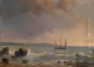 Seascape With Sailing Boats In The Evening Light