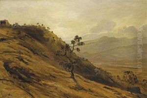 A Ruin In A Mountainous Landscape by Theodore Gudin