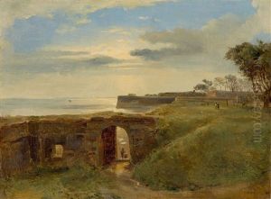 Coastal Landscape With Fortifications by Theodore Gudin